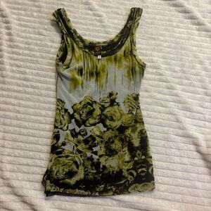 Jean Paul Gaultier Green and Black Floral Tank Top